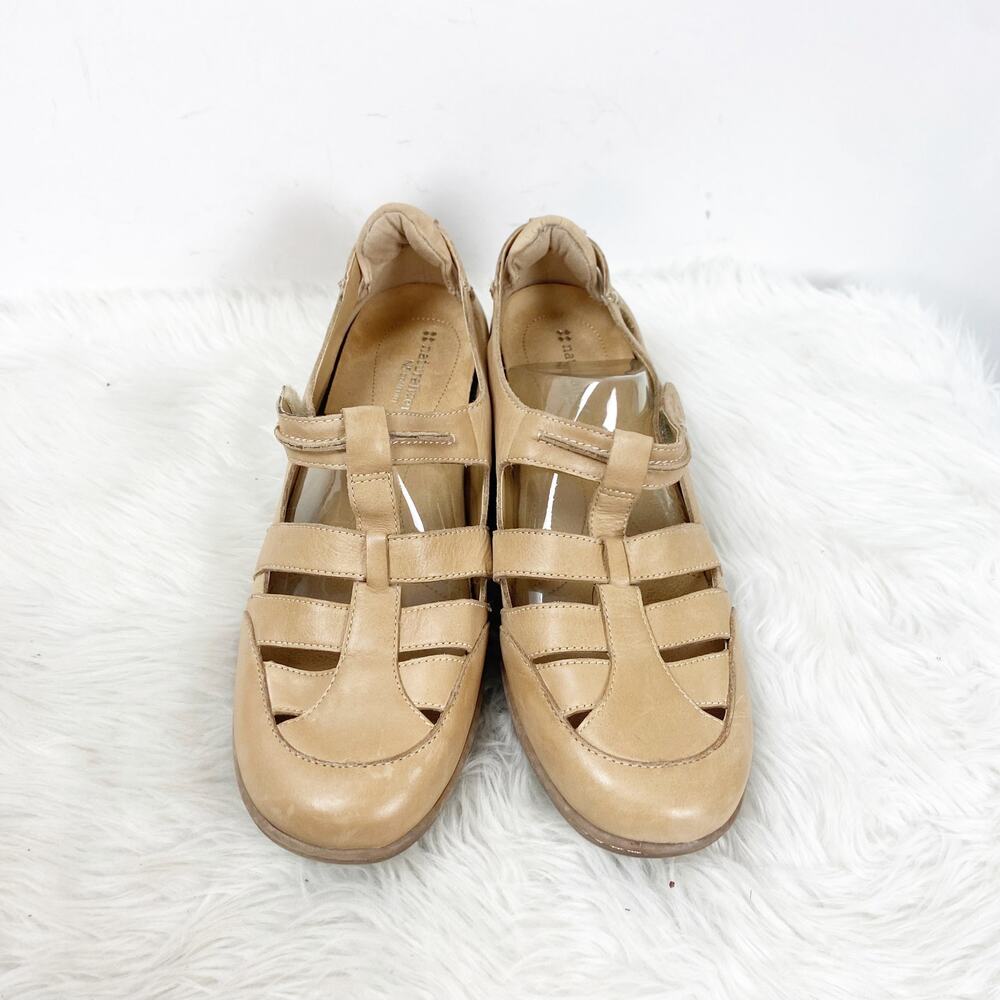 Naturalizer 10 M Womens Tan Beige Leather Malta Buckle Comfort Flats Shoes - Picture 6 of 9